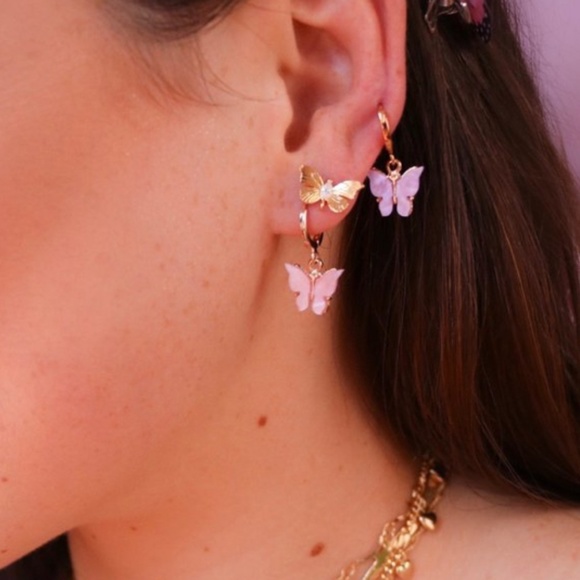 Pink Butterfly Earrings - Picture 3 of 5